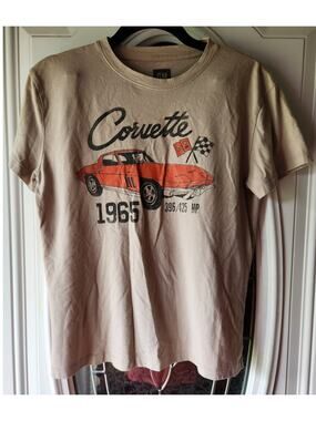 1965 Corvette Graphic Tee GM Official Licensed Beige Racing Size Small